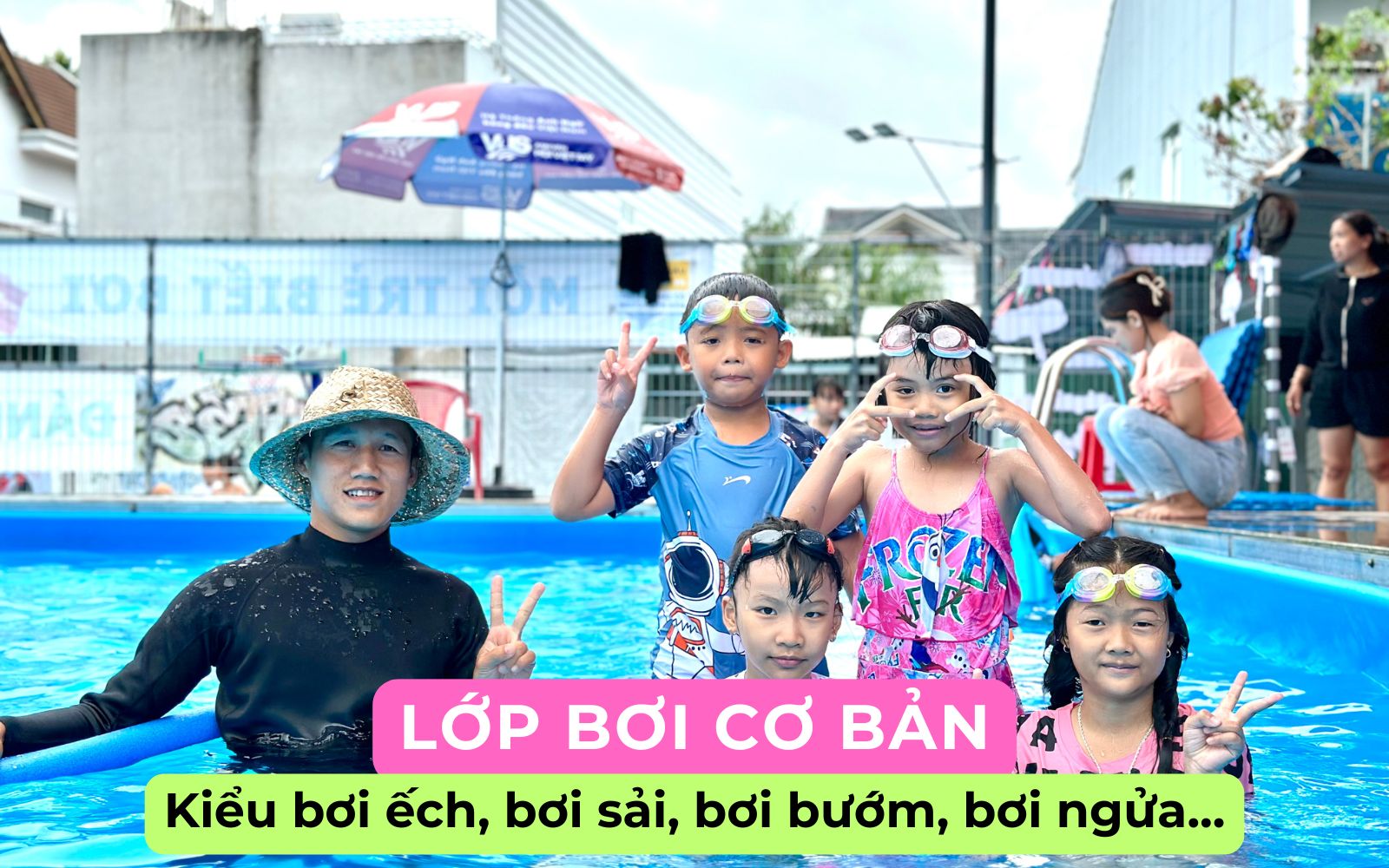 Cá Voi Xanh - Trung Tâm Dạy Bơi Hàng Đầu Tại Kon Tum Lơp bơi cơ bản dành cho trẻ em và người lớn: Lớp học các kiểu bơi ếch, bơi sải, bơi bướm... từ 4 tuổi trở lên.